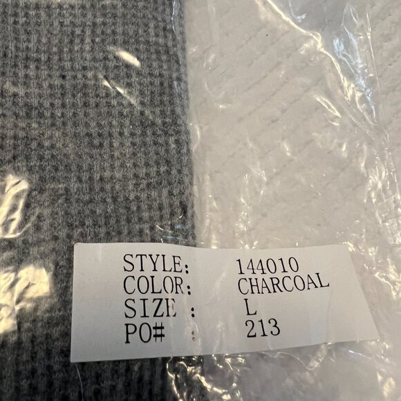 Carbon2Cobalt Men's Size L 100% Cotton L/S Cotton Henley. Charcoal - Picture 2 of 8